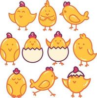 Chicks Doodle Illustration vector