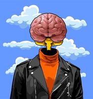 brain in leather jacket again... vector