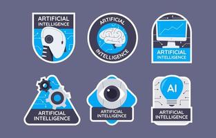 Artificial Intelligence Stickers Set vector