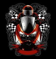 rider with checkered flag and... vector