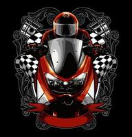 rider with checkered flag and... vector