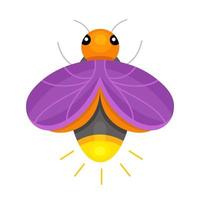 Firefly in flat style. Vector illustration isolated on white background