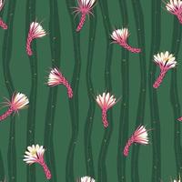 Seamless pattern cactus Princess of the night vector