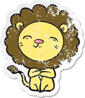 distressed sticker of a cartoon lion vector