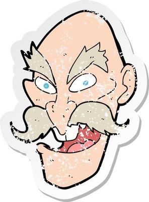 retro distressed sticker of a cartoon evil old man face