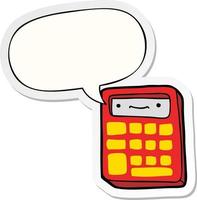 cartoon calculator and speech bubble sticker vector