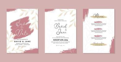 Watercolor wedding invitation with flowers, Abstract Background. Wedding invitation card for save the date, greeting, poster, and cover design vector