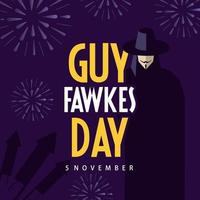 la noche de Guy Fawkes. plantilla de vector de día de celebración internacional. ilustración del festival en todo el mundo. apto para banner, portada, fondo, telón de fondo, afiche. pasos vectoriales 10.