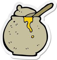 sticker of a cartoon honey pot vector