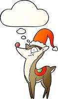 cartoon christmas reindeer and thought bubble in smooth gradient style vector