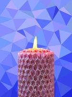 Blue low poly abstract background with pink candle and place for text vector