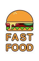 ilustración vectorial de hamburguesa con comida rápida de texto vector