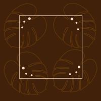 marco cuadrado con una imagen de fondo abstracta de hojas de monstera en tonos chocolate de moda. espacio de copia. vector
