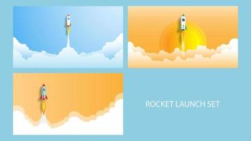 Rocket Launch illustration, startup business concept idea. vector illustration