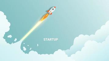 Rocket Launch illustration, startup business concept idea. vector illustration