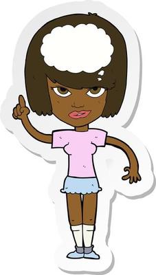 sticker of a cartoon woman with idea