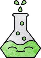 retro grunge texture cartoon science beaker vector