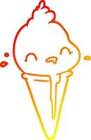 warm gradient line drawing cute ice cream vector
