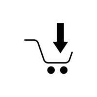 Shopping cart icon vector with download. Shopping online, buy online, online store. Solid icon style, glyph. Simple design illustration editable