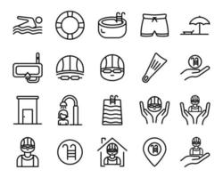 Swimming pool icon vector set. suitable for swimming icon, sport. line icon style. Simple design illustration editable