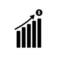 graph icon vector with arrow and dollar. Business symbol, business target. Solid icon style, glyph. Simple design illustration editable