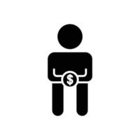 People icon vector with dollar. Business symbol, buy. Solid icon style, glyph. Simple design illustration editable