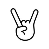 rock and roll sign vector. Hand Gesture Icon. Line icon style. Simple design illustration editable vector