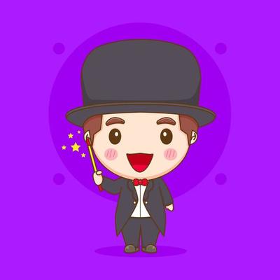 a magician chibi character illustration