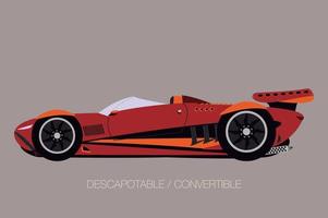 side view of convertible supercar vector, flat design style, fully editable vector