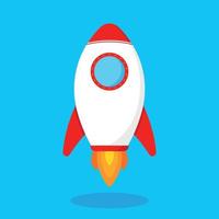 Flat Rocket Vector in Animated Cartoon Icon Clipart Graphic Image Design