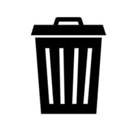 Black Trash Icon Logo Clipart in Vector Design Image