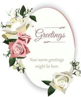 Wedding greeting floral banner with roses, jasmine and greenery, copy space included. Isolated on white background vector