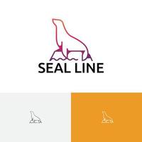 Seal Happy Sea Lion Animal Zoo Line Logo vector