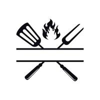 grill logo icon design template vector