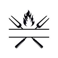 grill logo icon design template vector