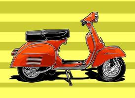 scooter vintage orange color ... vector