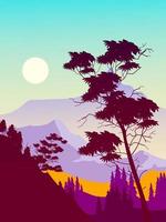 Beautiful mountain,hill,silhouettes landscape vector illustration background.