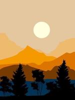 Beautiful mountain,hill,silhouettes landscape vector illustration background.