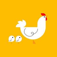 lindo pollo, gallo, gallina, pequeña ilustración de vector de carácter de icono de pollo. símbolo de granja avícola animal.