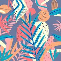 Botanical,tropical,leaves and flowers vector illustration background. Colorful floral nature design for fabric textile.