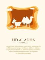 fondo de diseño de eid al adha en estilo de corte de papel vector