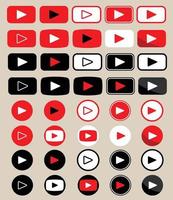 Set play button icon vector. Video play icon flat design. vector