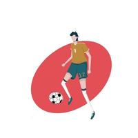 ilustración de un jugador de fútbol regateando una pelota adecuada para diseños deportivos o de fútbol vector