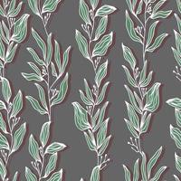 Botanical branches stems with leaves vector seamless pattern forest