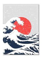 Japanese background with line wave pattern vector. Abstract template with geometric pattern.  ocean object in oriental style. vector