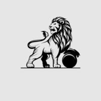 diseño de arte vectorial del logotipo de león sobre fondo gris vector