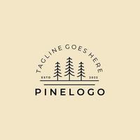 pine line art logo vector illustration template design