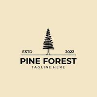 diseño abstracto del ejemplo del vector del arte de línea del logotipo del bosque de pinos