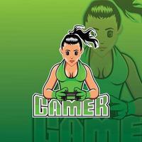 Girl Gamer Sports  Logo Design , Female Mascot Sports Gaming  Logo vector