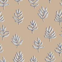 botanical abstract contour silhouette branches with leaves checkered background vector seamless pattern